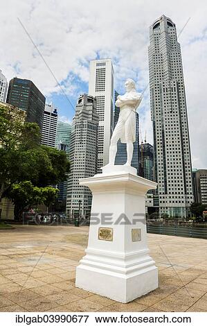 Stock Photo - "Raffles' Landing Site, Sir Stamford Raffles' statue, Singapore, Asia". Fotosearch