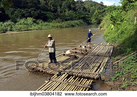 "Raft drivers on a bamboo raft on the Mae Tang River, Chiang Mai Province, Northern Thailand, Thailand, Asia" View Large Photo Image Stock Image - "Raft drivers on a bamboo raft on the Mae Tang River, Chiang Mai Province, Northern Thailand, Thailand, Asia". Fotosearch