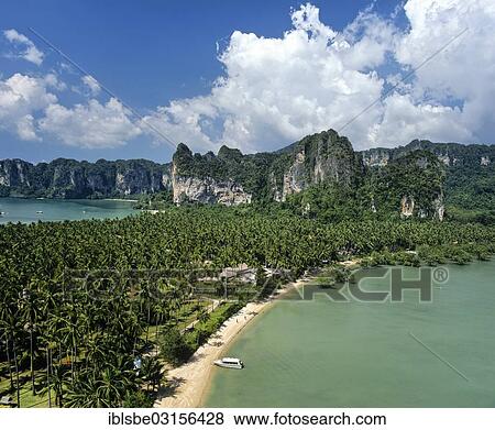 Stock Photo - "Rai Leh or Railay East Beach from the Laem Nang viewpoint, Rai Leh, Krabi, Sudthailand, Thailand, Asia". Fotosearch