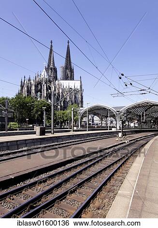 "Railroad tracks at the Cologne central station, view of the cathedral, Cologne, North Rhine-Westphalia, Germany, Europe" View Large Photo Image Stock Photograph - "Railroad tracks at the Cologne central station, view of the cathedral, Cologne, North Rhine-Westphalia, Germany, Europe". Fotosearch