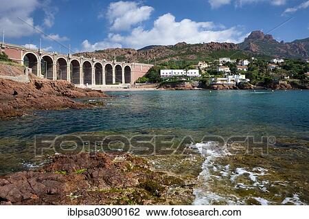 Stock Image - "Railway bridge, Antheor, Saint-Raphael, French Riviera, Var, Provence-Alpes-Cote d? ÇÖAzur, France, Europe". Fotosearch