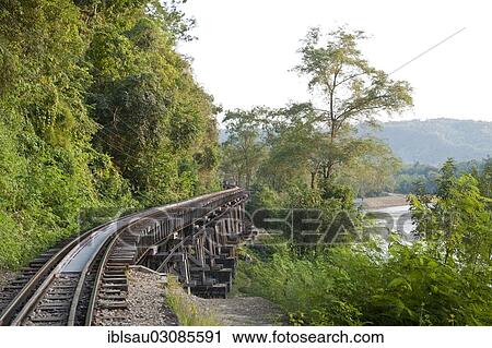"Railway bridge over the River Kwai, Khwae Noi, Tham Krasae bridge, Wang Pho, Distrikt Sai Yok, Provinz Kanchanaburi, Thailand, Asia" View Large Photo Image Stock Image - "Railway bridge over the River Kwai, Khwae Noi, Tham Krasae bridge, Wang Pho, Distrikt Sai Yok, Provinz Kanchanaburi, Thailand, Asia". Fotosearch