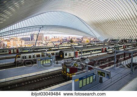 "Railway station of Liege, Gare de Liege-Guillemins, designed by the Spanish architect Santiago Calatrava, Luttich, Wallonia, Belgium, Europe" View Large Photo Image Picture - "Railway station of Liege, Gare de Liege-Guillemins, designed by the Spanish architect Santiago Calatrava, Luttich, Wallonia, Belgium, Europe". Fotosearch