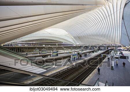 "Railway station of Liege, Gare de Liege-Guillemins, designed by the Spanish architect Santiago Calatrava, Luttich, Wallonia, Belgium, Europe" View Large Photo Image Picture - "Railway station of Liege, Gare de Liege-Guillemins, designed by the Spanish architect Santiago Calatrava, Luttich, Wallonia, Belgium, Europe". Fotosearch