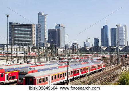 "Railway tracks, sidings, of Deutsche Bahn AG at Frankfurt main station, Frankfurt skyline at the back, Frankfurt am Main, Hesse, Germany, Europe" View Large Photo Image Picture - "Railway tracks, sidings, of Deutsche Bahn AG at Frankfurt main station, Frankfurt skyline at the back, Frankfurt am Main, Hesse, Germany, Europe". Fotosearch