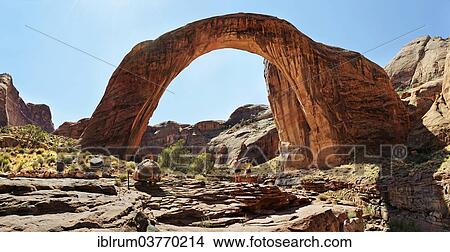 Picture - "Rainbow Bridge natural arch, Rainbow Bridge National Monument, sanctuary of the Navajo Indians, Utah, United States, North America". Fotosearch