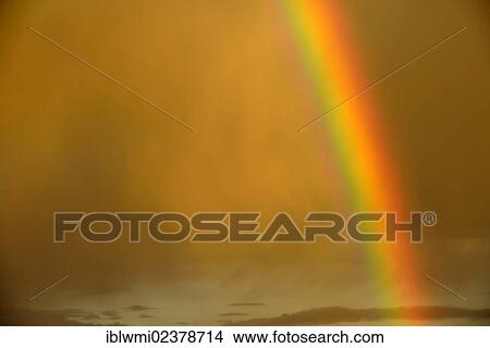 Picture - "Rainbow during a thunderstorm, Goblin Valley State Park, San Rafael Reef Desert, Utah, Southwestern USA, USA". Fotosearch