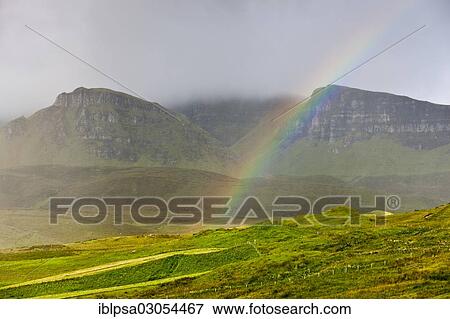 "Rainbow in front of the mountains at Quiraing, Quiraing, Isle of Skye, Scotland, United Kingdom, Europe" View Large Photo Image Stock Photo - "Rainbow in front of the mountains at Quiraing, Quiraing, Isle of Skye, Scotland, United Kingdom, Europe". Fotosearch