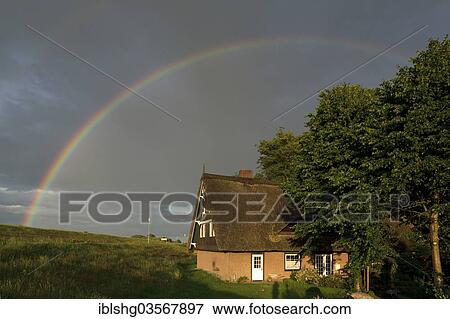 "Rainbow over a thatched house, Rosenweide, Lower Saxony, Germany, Europe" View Large Photo Image Stock Photo - "Rainbow over a thatched house, Rosenweide, Lower Saxony, Germany, Europe". Fotosearch