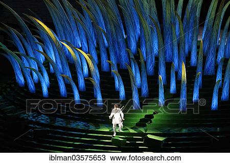Stock Image - "Rainer Trost as Tamino, with The Magic Flute, The Magic Flute by Wolfgang Amadeus Mozart, opera performance on the floating stage on Lake Constance, Bregenz Festival 2013, Bregenz, Vorarlberg, Austria, Europe". Fotosearch