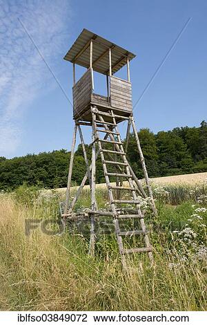 Stock Image - "Raised hide, Thuringia, Germany, Europe". Fotosearch