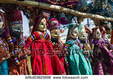 Stock Photo - "Rajasthany string puppets for sale at the weekly flea market, Anjuna, Goa, India, Asia". Fotosearch