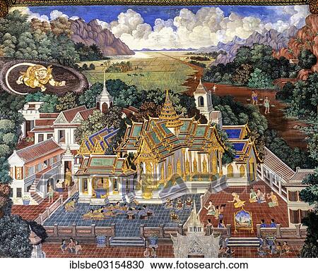 "Ramakien, restored murals on the Phra Rabieng tour, Wat Phra Kaeo Temple, Royal Palace, Bangkok, Central Thailand, Thailand, Asia" View Large Photo Image Stock Image - "Ramakien, restored murals on the Phra Rabieng tour, Wat Phra Kaeo Temple, Royal Palace, Bangkok, Central Thailand, Thailand, Asia". Fotosearch