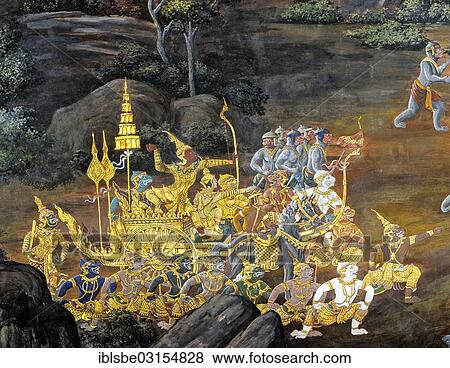 "Ramakien, restored murals on the Phra Rabieng tour, Wat Phra Kaeo Temple, Royal Palace, Bangkok, Central Thailand, Thailand, Asia" View Large Photo Image Stock Photo - "Ramakien, restored murals on the Phra Rabieng tour, Wat Phra Kaeo Temple, Royal Palace, Bangkok, Central Thailand, Thailand, Asia". Fotosearch
