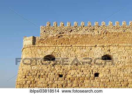 "Ramparts of Venetian Koules Fortress or Rocca al Mare, Heraklion, Crete, Greece, Europe" View Large Photo Image Picture - "Ramparts of Venetian Koules Fortress or Rocca al Mare, Heraklion, Crete, Greece, Europe". Fotosearch