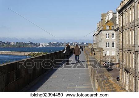 Stock Image - "Ramparts, Saint Malo, Ille et Vilaine, Brittany, Bretagne, France, Europe". Fotosearch