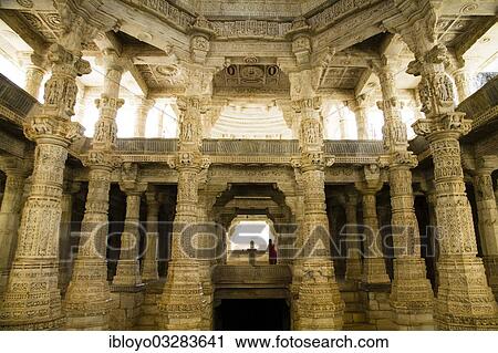 Stock Image - "Ranakpur Jain Temple, Ranakpur, Rajasthan, India, Asia". Fotosearch