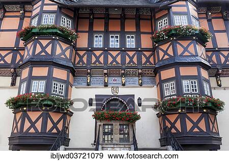 Stock Photo - "Rathaus, town hall, Wernigerode, Saxony-Anhalt, Germany, Europe". Fotosearch