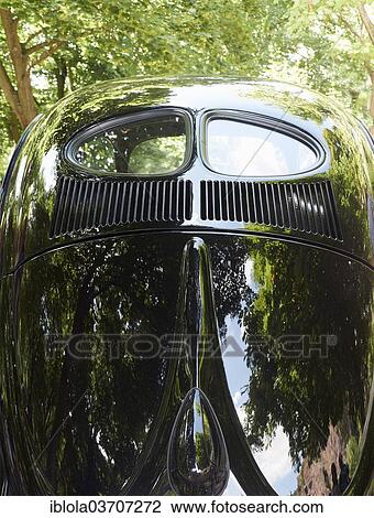 Stock Image - "Rear view of a VW Beetle with a prezel window, Germany, Europe". Fotosearch