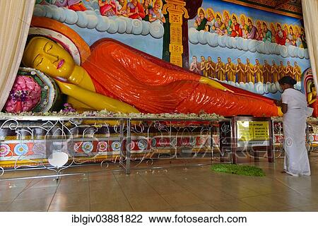Stock Image - "Reclining Buddha, Abgayagiri Dagoba, Anuradhapura, North Central Province, Sri Lanka, Asia". Fotosearch
