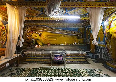 Stock Image - "Reclining Buddha statue, Temple of the Sacred Tooth Relic, Sri Dalada Maligawa, Buddhist temple, Kandy, Central Province, Sri Lanka, Asia". Fotosearch
