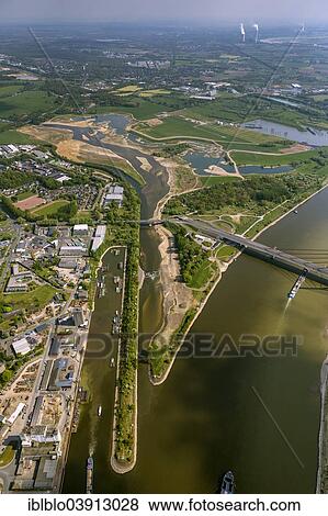 "Reconstruction of the mouth of the Lippe River by the Lippeverband water management association, Rhine River estuary, aerial photo, Wesel, Ruhr district, North Rhine-Westphalia, Germany, Europe" View Large Photo Image Stock Photo - "Reconstruction of the mouth of the Lippe River by the Lippeverband water management association, Rhine River estuary, aerial photo, Wesel, Ruhr district, North Rhine-Westphalia, Germany, Europe". Fotosearch