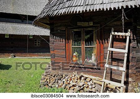 Picture - "Rectory, wooden churches of Budesti, Lower Church, Biserica Josania, dedicated to the Holy St. Nicholas, built in 1760, UNESCO World Cultural Heritage Site, Budesti, Maramure? Ö County, Romania, Europe". Fotosearch
