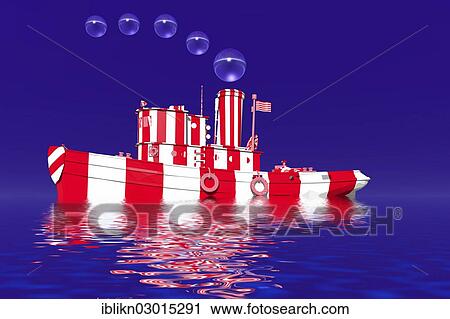 "Red and white boat, steamboat, illustration" View Large Photo Image Stock Image - "Red and white boat, steamboat, illustration". Fotosearch