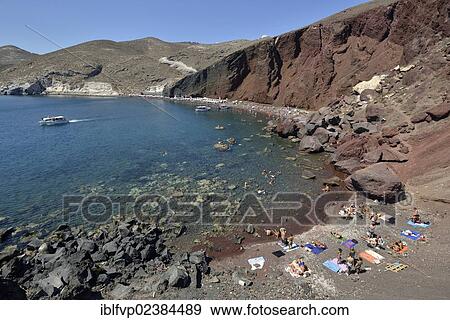 Stock Photo - "Red Beach, Kokkini Ammos near Akrotiri, Santorini, Cyclades, Greek Islands, Greece, Europe". Fotosearch