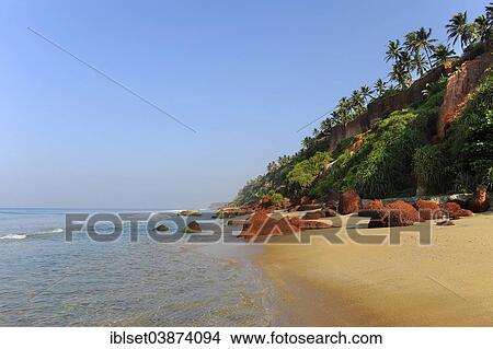 "Red cliffs on the beach in Varkala, Kerala, South India, India, Asia" View Large Photo Image Picture - "Red cliffs on the beach in Varkala, Kerala, South India, India, Asia". Fotosearch