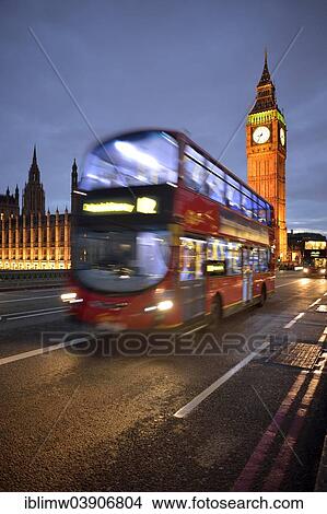 "Red double-decker bus in front of Elizabeth Tower or Big Ben and the Palace of Westminster or Houses of Parliament at dusk, UNESCO World Heritage Site, London, England, United Kingdom, Europe" View Large Photo Image Picture - "Red double-decker bus in front of Elizabeth Tower or Big Ben and the Palace of Westminster or Houses of Parliament at dusk, UNESCO World Heritage Site, London, England, United Kingdom, Europe". Fotosearch