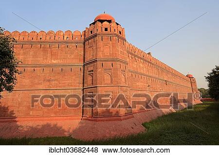 "Red Fort, outer wall with a guard tower, New Delhi, Delhi, India, Asia" View Large Photo Image Stock Photo - "Red Fort, outer wall with a guard tower, New Delhi, Delhi, India, Asia". Fotosearch