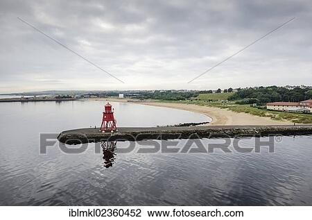 "Red lighthouse at the harbor entrance of Newcastle upon Tyne, the beach of South Shields at the back, England, Great Britain, Europe" View Large Photo Image Stock Image - "Red lighthouse at the harbor entrance of Newcastle upon Tyne, the beach of South Shields at the back, England, Great Britain, Europe". Fotosearch