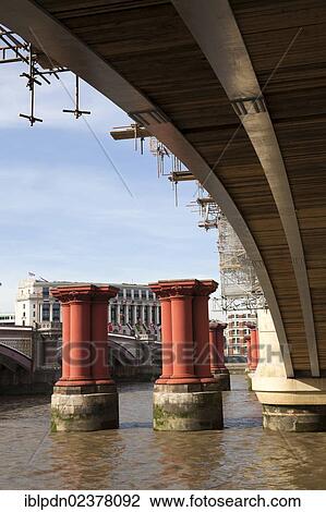 "Red piers in the Thames by Blackfriars Bridge, London, England, United Kingdom, Europe" View Large Photo Image Stock Image - "Red piers in the Thames by Blackfriars Bridge, London, England, United Kingdom, Europe". Fotosearch