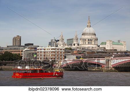 "Red River Cruiser on the Thames, Saint Paul's Cathedral at back, London, England, United Kingdom, Europe" View Large Photo Image Stock Photograph - "Red River Cruiser on the Thames, Saint Paul's Cathedral at back, London, England, United Kingdom, Europe". Fotosearch