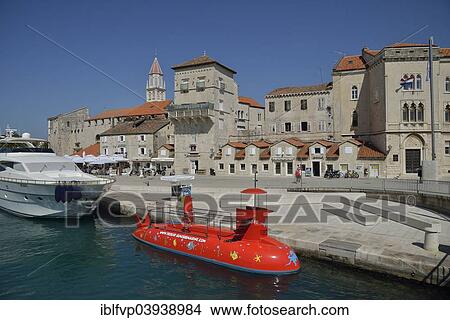 "Red semi-submarine in the harbor, old town, Unesco World Heritage Site, Trogir, Dalmatia, Croatia, Europe" View Large Photo Image Picture - "Red semi-submarine in the harbor, old town, Unesco World Heritage Site, Trogir, Dalmatia, Croatia, Europe". Fotosearch
