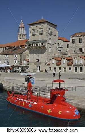 "Red semi-submarine in the harbor, old town, Unesco World Heritage Site, Trogir, Dalmatia, Croatia, Europe" View Large Photo Image Stock Photography - "Red semi-submarine in the harbor, old town, Unesco World Heritage Site, Trogir, Dalmatia, Croatia, Europe". Fotosearch