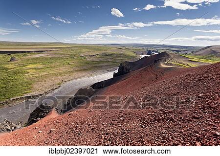 Stock Image - "Red volcanic rocks, North Iceland, Iceland, Europe". Fotosearch