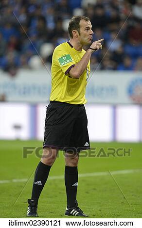 Stock Image - "Referee Marco Fritz gesturing, Hoffenheim Wirsol Rhein-Neckar-Arena, Sinsheim, Baden-Wuerttemberg, Germany, Europe". Fotosearch