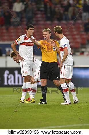 "Referee Serge Gumienny pointing to the penalty spot, giving a penalty, beside him, MAZA VfB Stuttgart, left, and George NIEDERMEIER, VfB Stuttgart, right, both protesting, Mercedes-Benz Arena, Stuttgart, Baden-Wuerttemberg, Germany, Europe" View Large Photo Image Stock Photograph - "Referee Serge Gumienny pointing to the penalty spot, giving a penalty, beside him, MAZA VfB Stuttgart, left, and George NIEDERMEIER, VfB Stuttgart, right, both protesting, Mercedes-Benz Arena, Stuttgart, Baden-Wuerttemberg, Germany, Europe". Fotosearch