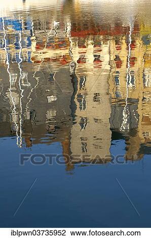 "Reflection of harbour buildings in the water, Honfleur, Normandy, France, Europe" View Large Photo Image Stock Image - "Reflection of harbour buildings in the water, Honfleur, Normandy, France, Europe". Fotosearch