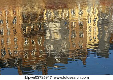 "Reflection of harbour buildings in the water, Honfleur, Normandy, France, Europe" View Large Photo Image Stock Photo - "Reflection of harbour buildings in the water, Honfleur, Normandy, France, Europe". Fotosearch