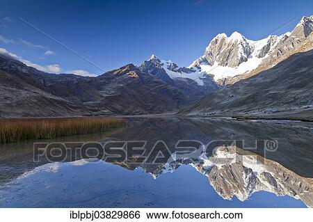 "Reflection of the mountain peaks in Laguna Mitucocha, Cordillera Huayhuash, Peru, South America" View Large Photo Image Stock Photograph - "Reflection of the mountain peaks in Laguna Mitucocha, Cordillera Huayhuash, Peru, South America". Fotosearch