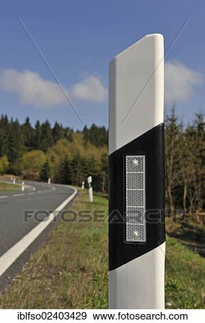 Stock Photo - "Reflector post on highway, Thuringia, Germany, Europe". Fotosearch