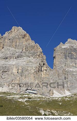 "Refugio Auronzo Alpine hut, Three Peaks, Sextner Dolomiten, South Tyrol province, Trentino-Alto Adige, Italy, Europe" View Large Photo Image Picture - "Refugio Auronzo Alpine hut, Three Peaks, Sextner Dolomiten, South Tyrol province, Trentino-Alto Adige, Italy, Europe". Fotosearch