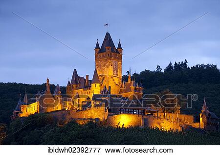 "Reichsburg castle at night, Cochem, Rhineland-Palatinate, Germany, Europe, PublicGround, Europe" View Large Photo Image Stock Photo - "Reichsburg castle at night, Cochem, Rhineland-Palatinate, Germany, Europe, PublicGround, Europe". Fotosearch