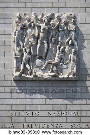 "Relief encompassing the fascist ideology, the building complex of INA, Instituto Nazionale delle Assicurazioni, built 1939-1943, EUR district, prestigious project of the Italian Fascists under Mussolini, Rome, Italy, Europe" View Large Photo Image Stock Image - "Relief encompassing the fascist ideology, the building complex of INA, Instituto Nazionale delle Assicurazioni, built 1939-1943, EUR district, prestigious project of the Italian Fascists under Mussolini, Rome, Italy, Europe". Fotosearch