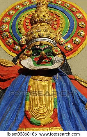 Stock Photography - "Relief of a Kathakali dancer, Varkala, Kerala, South West India, India, Asia". Fotosearch
