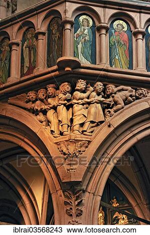 "Relief of """"damned"""" on the rood screen, Romanesque Church of St. Mary, Gelnhausen, Hesse, Germany, Europe" View Large Photo Image Stock Image - "Relief of """"damned"""" on the rood screen, Romanesque Church of St. Mary, Gelnhausen, Hesse, Germany, Europe". Fotosearch