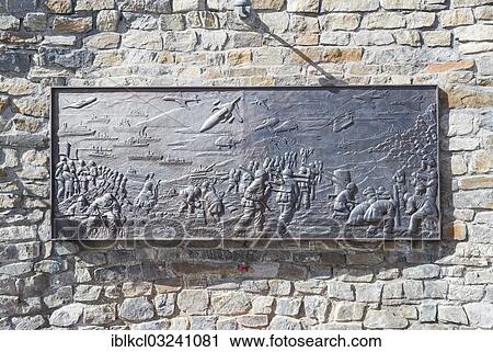 Stock Image - "Relief, representation of the Falklands War, Falklands War Memorial, Stanley, Ostfalkland, Falkland Islands, South America". Fotosearch